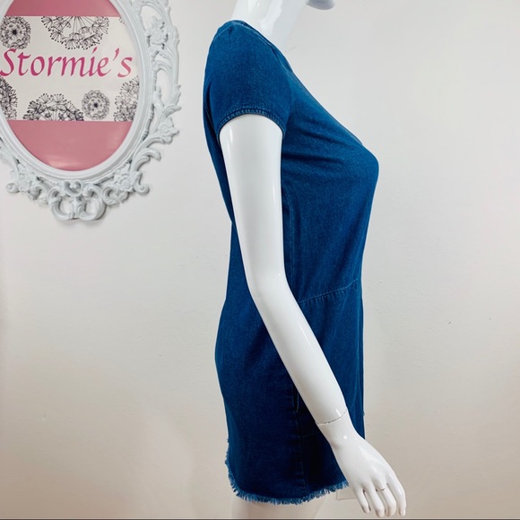 Zara Trf / Frayed Hem Blue Jean Dress - Picture 3 of 8